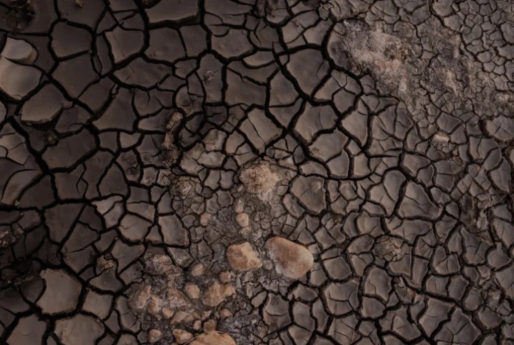 Metlaoui (Tunisia). Fango essiccato accumulatosi nei pressi del flusso d’acqua che scorre ai piedi del canyon Thelja, ormai altamente inquinato dalle acque di scarto delle miniere di fosfato © Daniela Sala